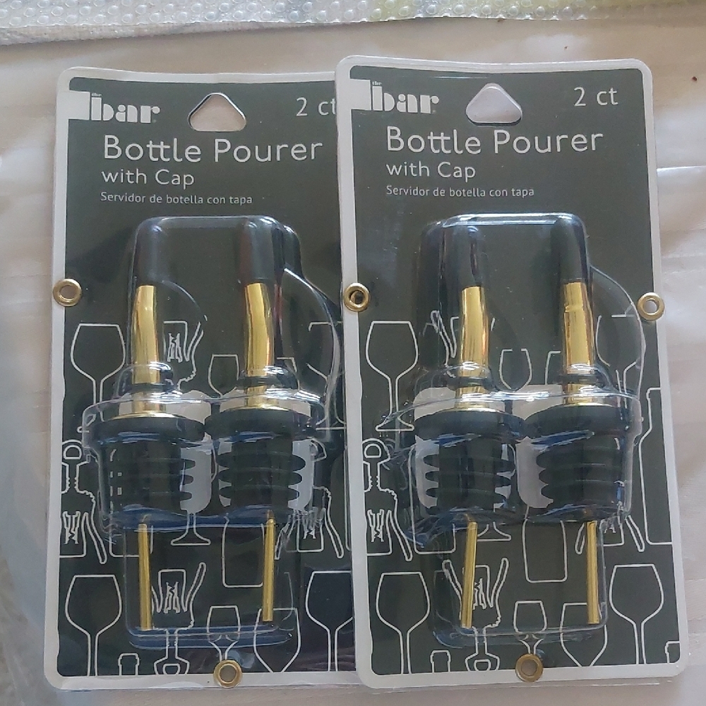 The Bar Gold and Black Bottle Pourer Set